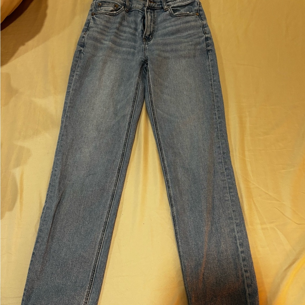 American Eagle Outfitters Women's Straight Leg Jeans - Medium Blue
